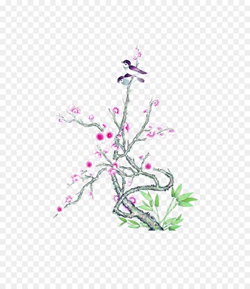 Drawing Ink wash painting Plum blossom - twitter 