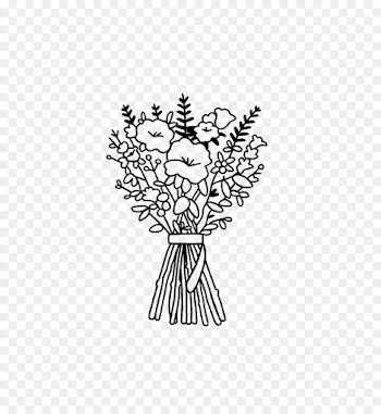 Drawing, Line Art, Flower Bouquet, Blackandwhite PNG