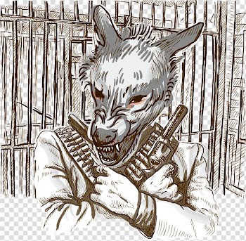 Drawing Line art , Pistol wolf transparent background PNG clipart