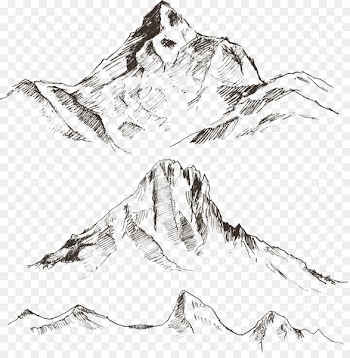 Drawing Mountain Sketch - Vector mountain landscape 