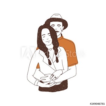 Drawing of cute couple in love