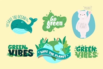 Drawing of ecology badges concept Free Vector