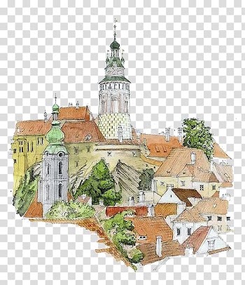 Drawing Watercolor painting Architecture Illustration, Cartoon garden house transparent background PNG clipart