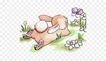 Drawing Watercolor painting Art Illustration - Lying on the grass Bunny 