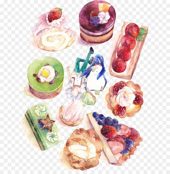 Drawing Watercolor painting Food Illustration - cake 