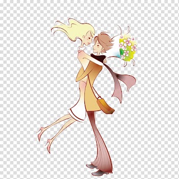 Drawing Watercolor painting, Hugging couple transparent background PNG clipart