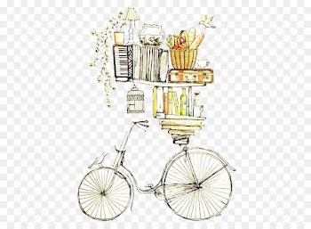Drawing Watercolor painting Printmaking Illustration - Wonderland picture painted image,Bicycle and books 
