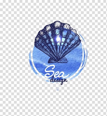 Drawing Watercolor painting Seashell Illustration, Blue Shell transparent background PNG clipart