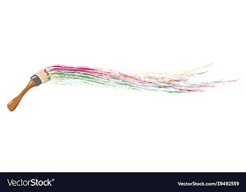 drawing wide brush with the trace of colorful dye