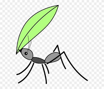 Drawn Ant Langgam - Ant Carrying A Leaf