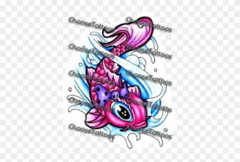 Drawn Koi Girly - Girl Koi Fish Tattoo Designs