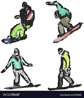 Drawn snowboarders vector image