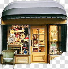 Dream Shop, chair outside lighted store transparent background PNG clipart