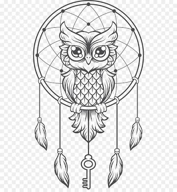 Dreamcatcher Owl Creative Haven Creative Kittens Coloring Book Illustration - Dreamcatcher Owl 