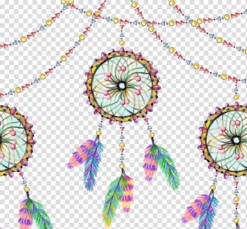 Dreamcatcher Painting Euclidean , Three color painted Dreamcatcher Creative transparent background PNG clipart