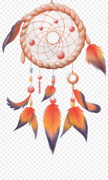 Dreamcatcher Watercolor painting - Vector Feather Charm 