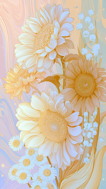 Dreamy Botanical Sunflowers