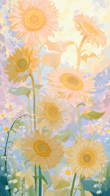 Dreamy Minimalist Sunflowers in Soft Morning Light