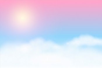 Dreamy soft clouds background with glowing sun Free Vector