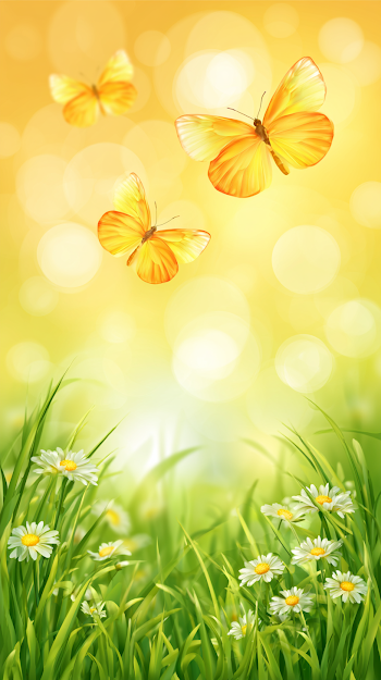 Dreamy Spring Meadow with Butterflies