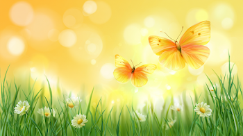 Dreamy Spring Meadow with Butterflies
