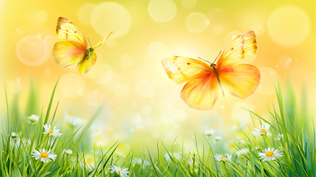 Dreamy Spring Meadow with Butterflies