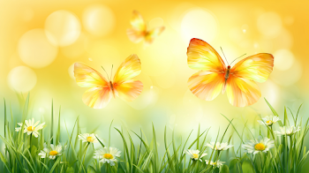 Dreamy Spring Meadow with Butterflies