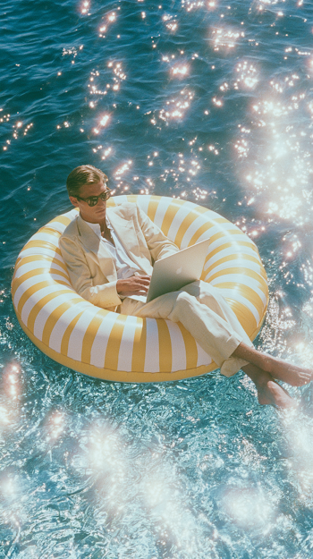 Dreamy Summer Vibes: Model Lounging on Inflatable Ring