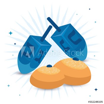 dreidel games traditional with round breads design