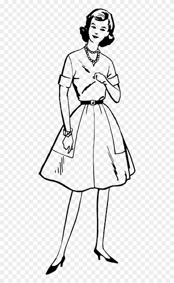 Dress Fashion Female Lady Money Transparent Image - Line Art