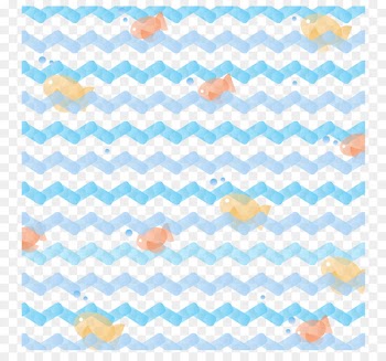 Dress Zigzag Teal White Textile - Vector blue wave pattern ocean fish 