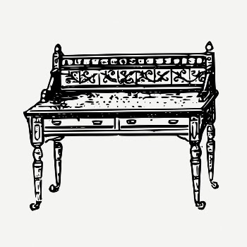 Dressing table drawing, vintage furniture | Free PSD - rawpixel