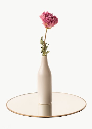 Dried pink peony flower in a beige vase on a shiny tray | Free  transparent png - 2336386