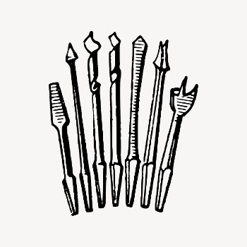 Drill bit set clipart, vintage | Free Vector Illustration - rawpixel