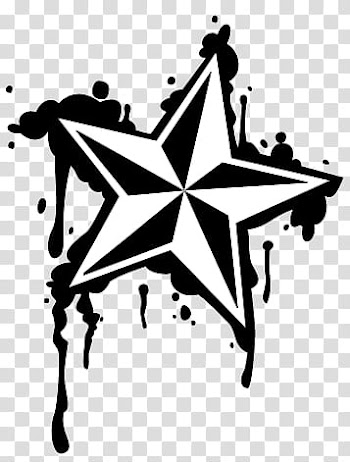 Dripping Nautical Star, black and white star abstract art transparent background PNG clipart