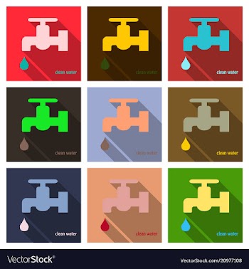Dripping tap with drop line icon for web mobile vector image