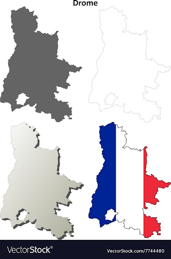Drome Rhone-Alpes outline map set vector image