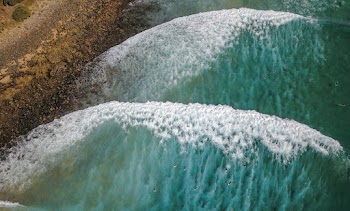 drone footage of a beach