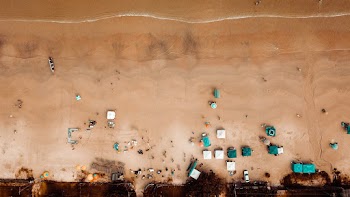 drone footage of a beach  
