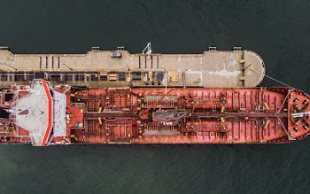 Drone View Of The Front Of A Docked Ship