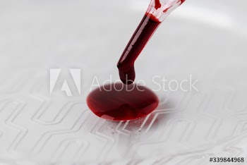 Dropping blood to a test plate