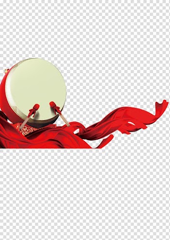 Drum Red, Drummer ribbon streamers transparent background PNG clipart