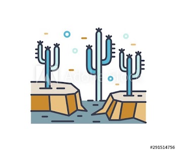 Dry desert line art scenery