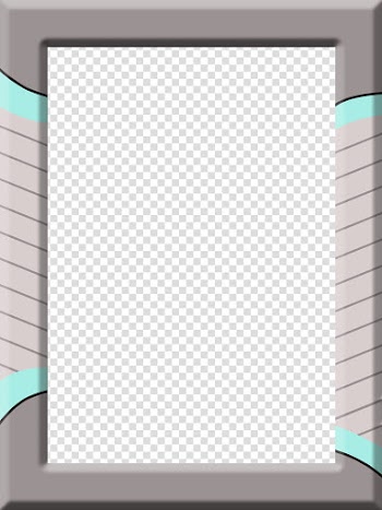 DSK Feathers and Fins, rectangular gray and teal frame transparent background PNG clipart