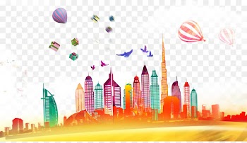 Dubai Abu Dhabi Skyline Illustration - city ​​building 