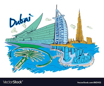 Dubai doodles vector image