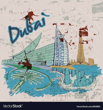 Dubai doodles vector image
