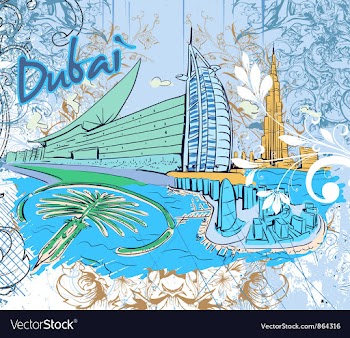 Dubai doodles vector image