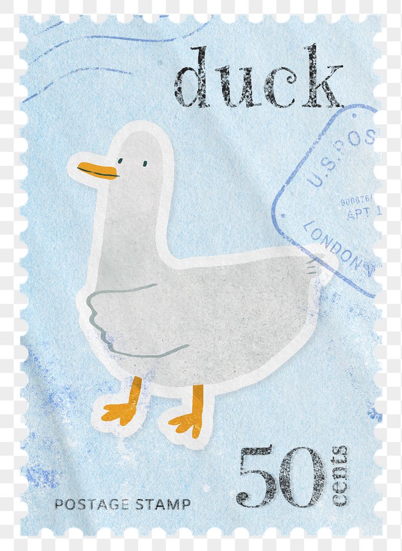 Duck png post stamp sticker, | Free PNG - rawpixel