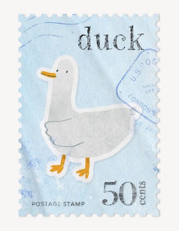 Duck postage stamp, animal collage | Free PSD - rawpixel